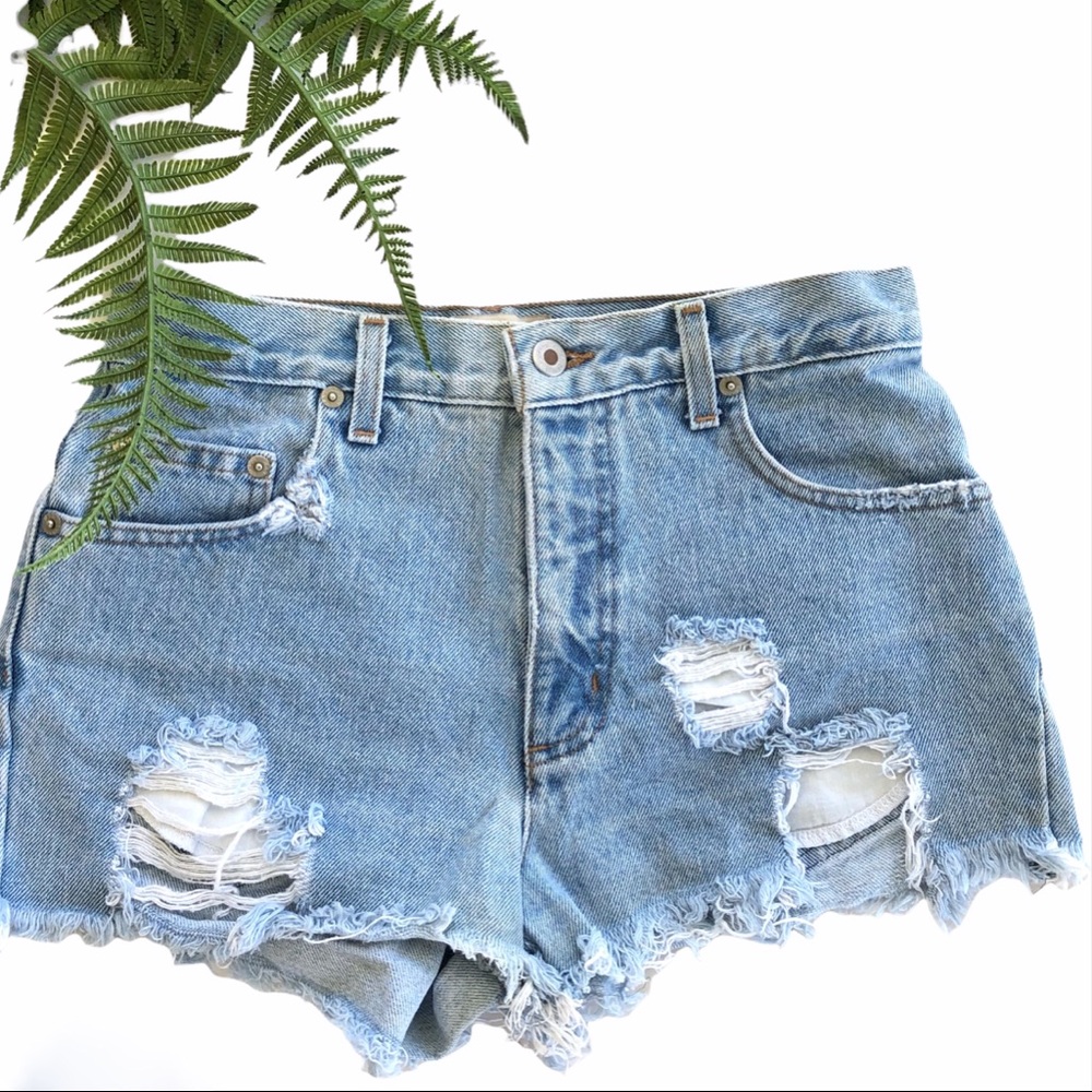 High waisted Distressed Denim Shorts